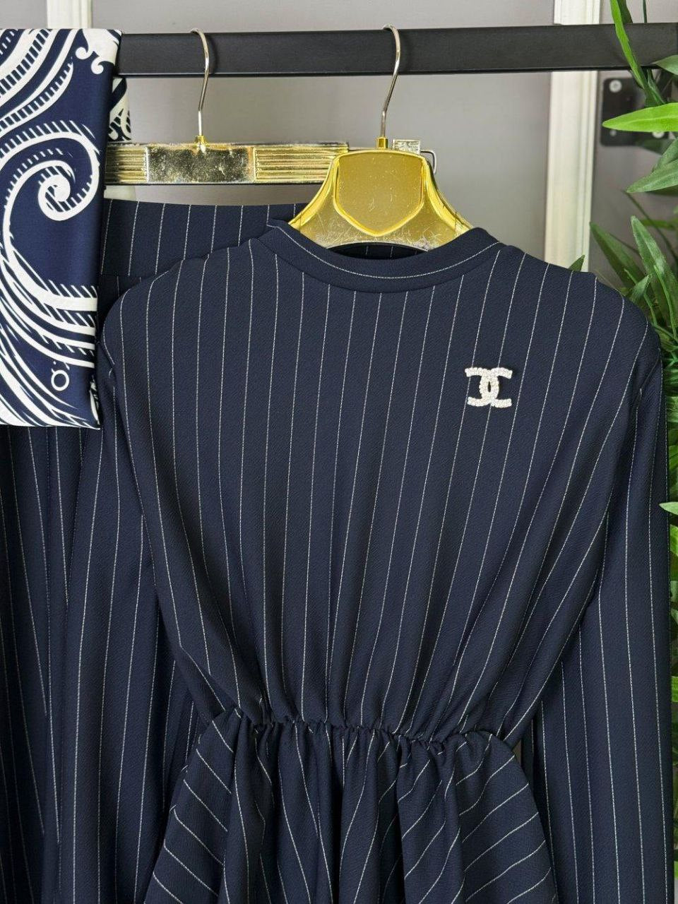 Elastic Waist, Striped Blouse Skirt Set