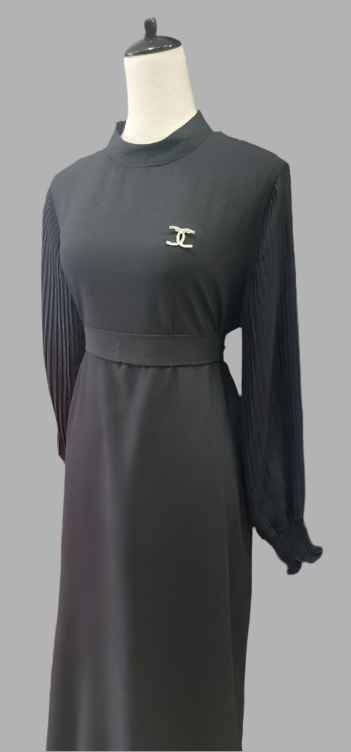 Brooch and belted Dress