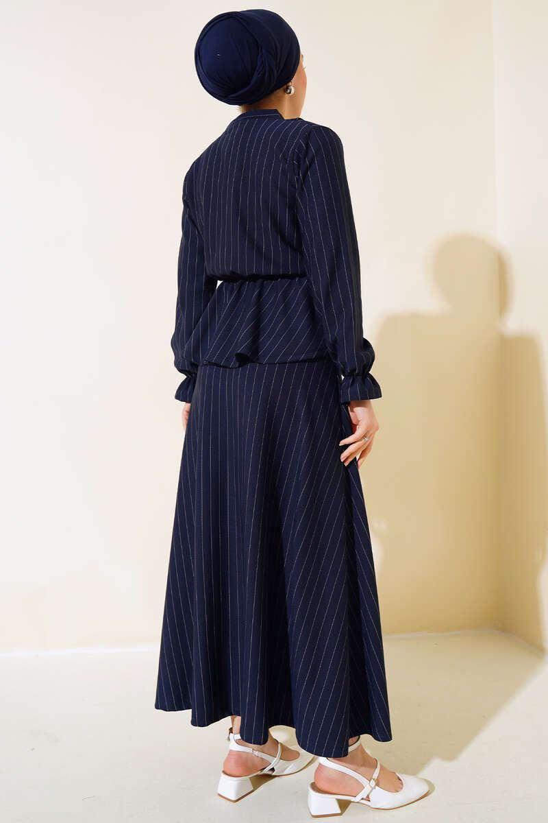 Elastic Waist, Striped Blouse Skirt Set