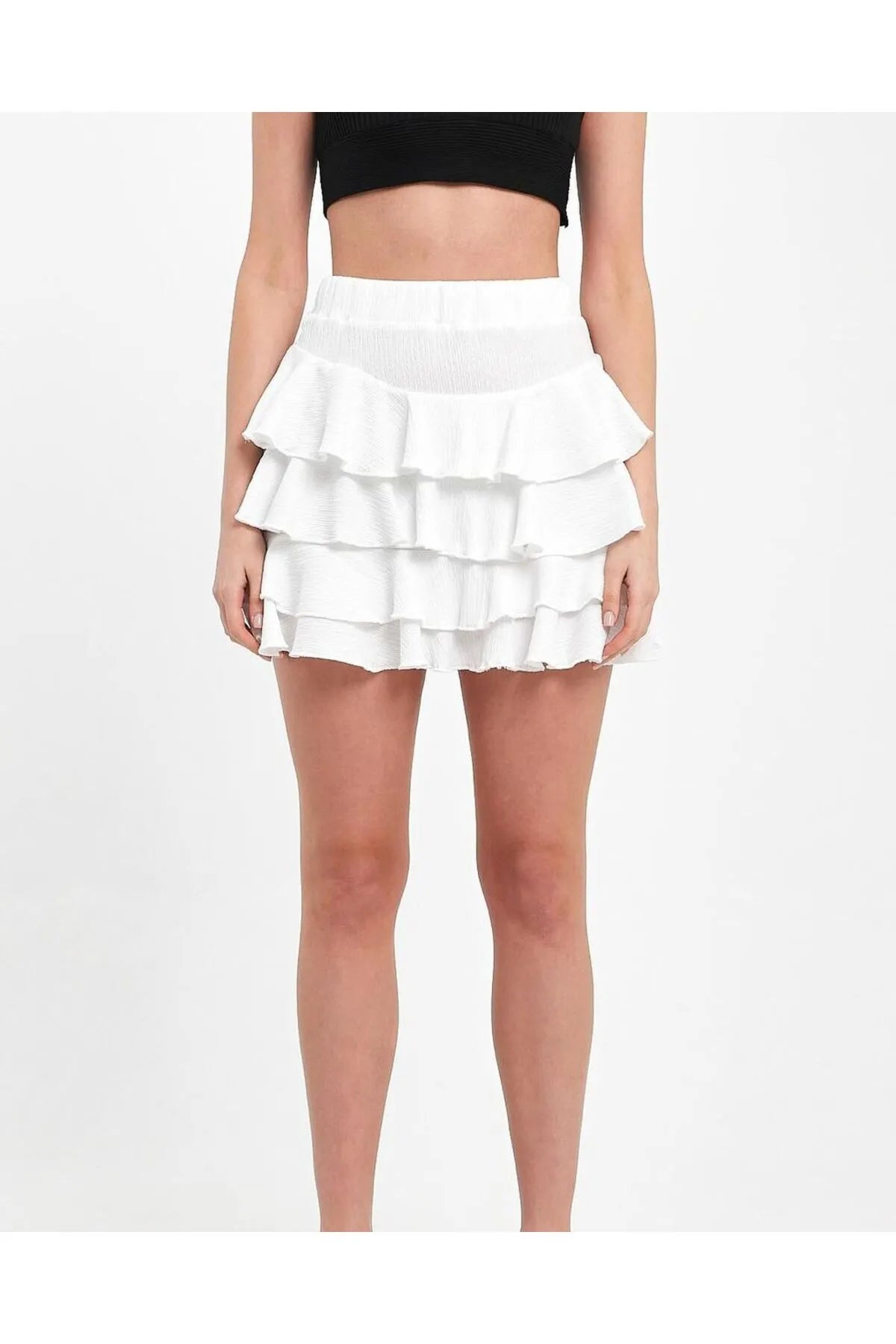 Woven Fabric Flounce Shorts Skirt