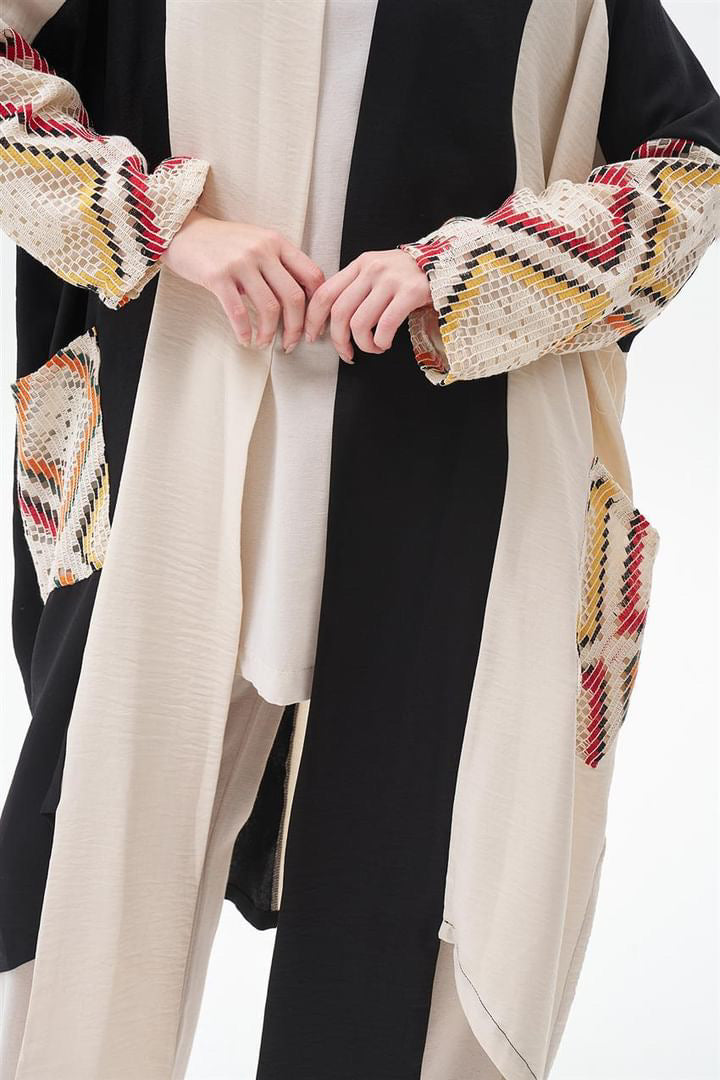 Cardigan / Abaya with Lace Sleeves