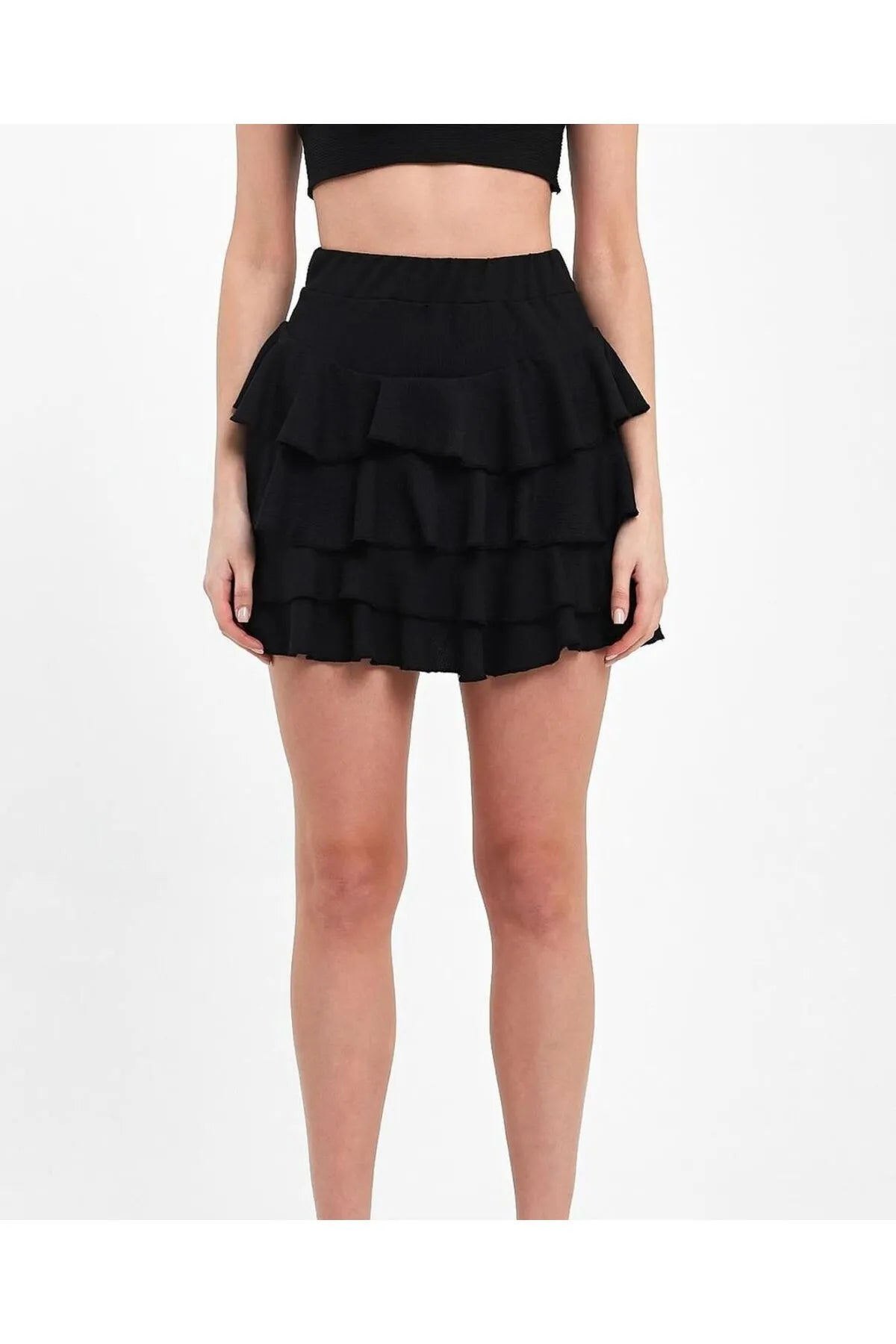 Woven Fabric Flounce Shorts Skirt