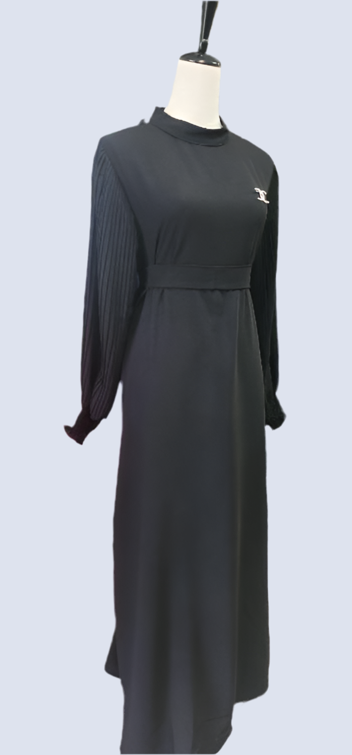 Brooch and belted Dress