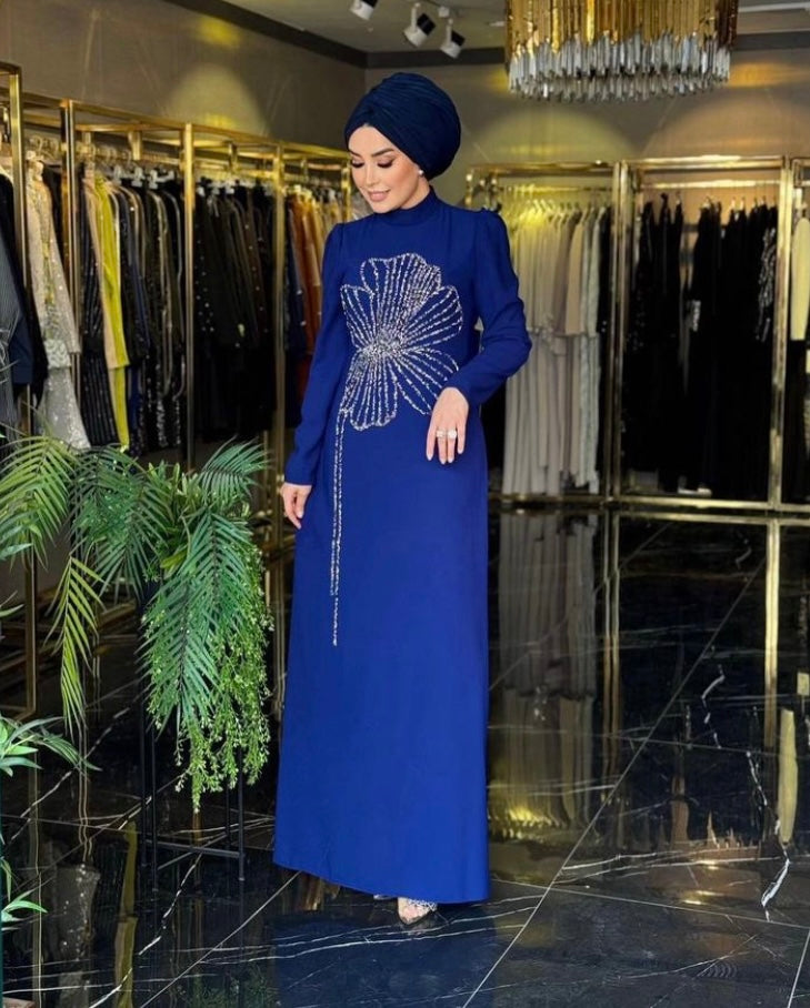 Evening Dress Front Stone Embroidered