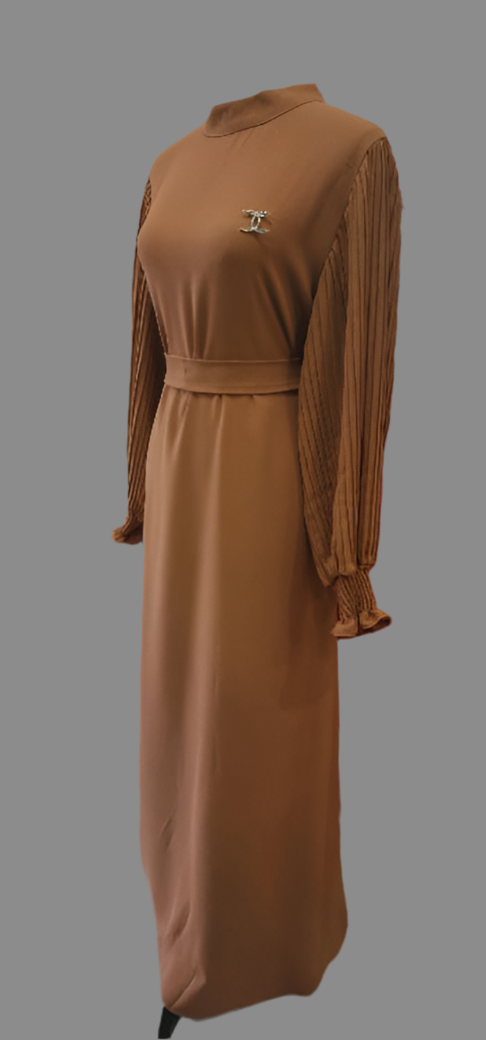 Brooch and belted Dress