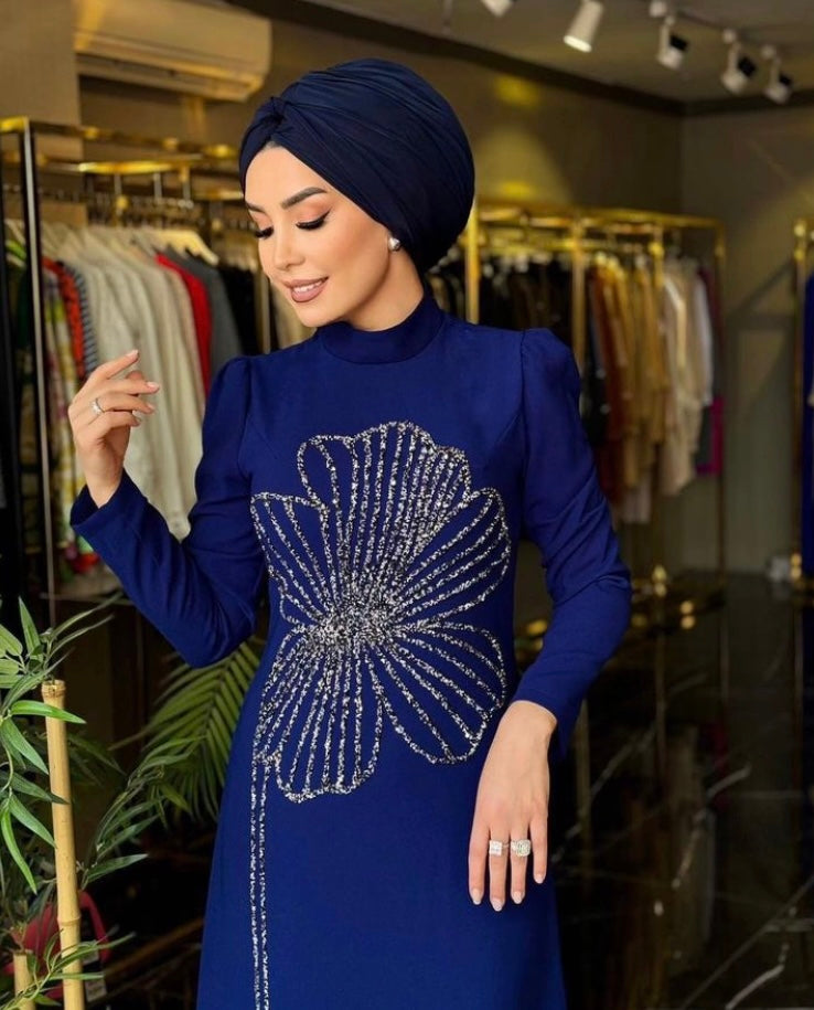 Evening Dress Front Stone Embroidered