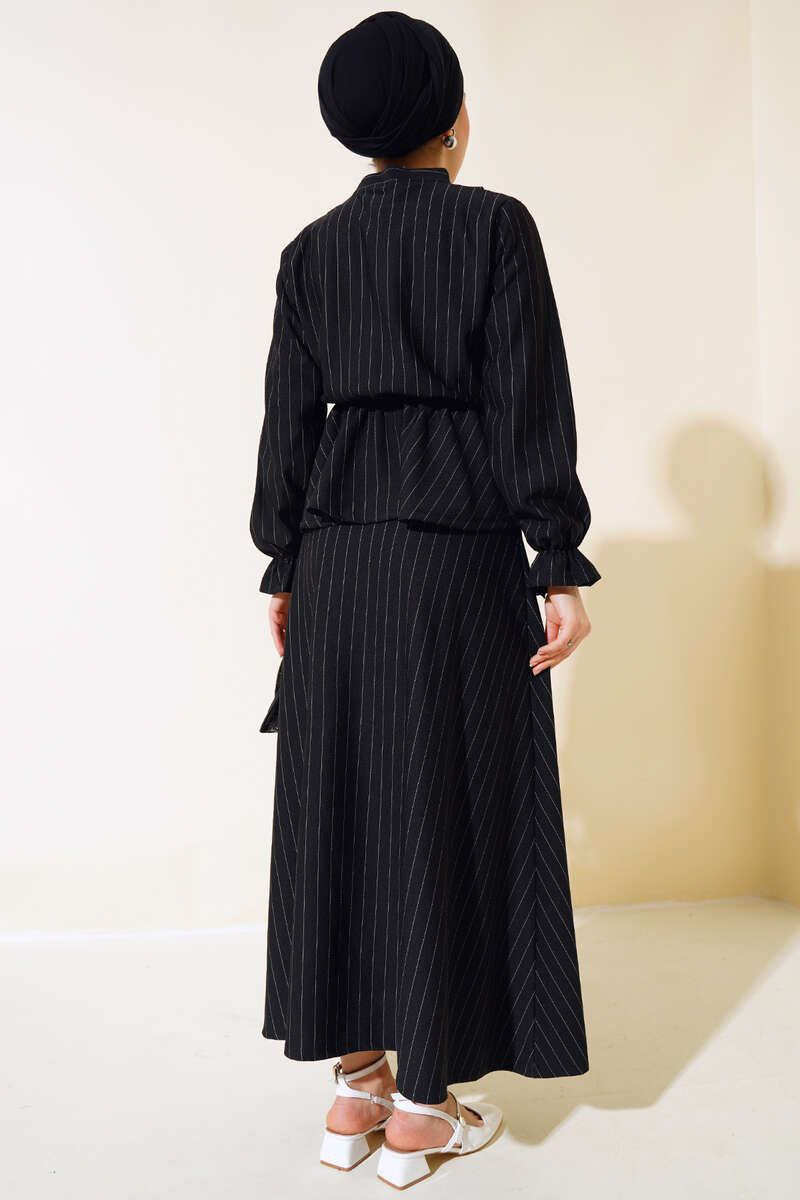 Elastic Waist, Striped Blouse Skirt Set