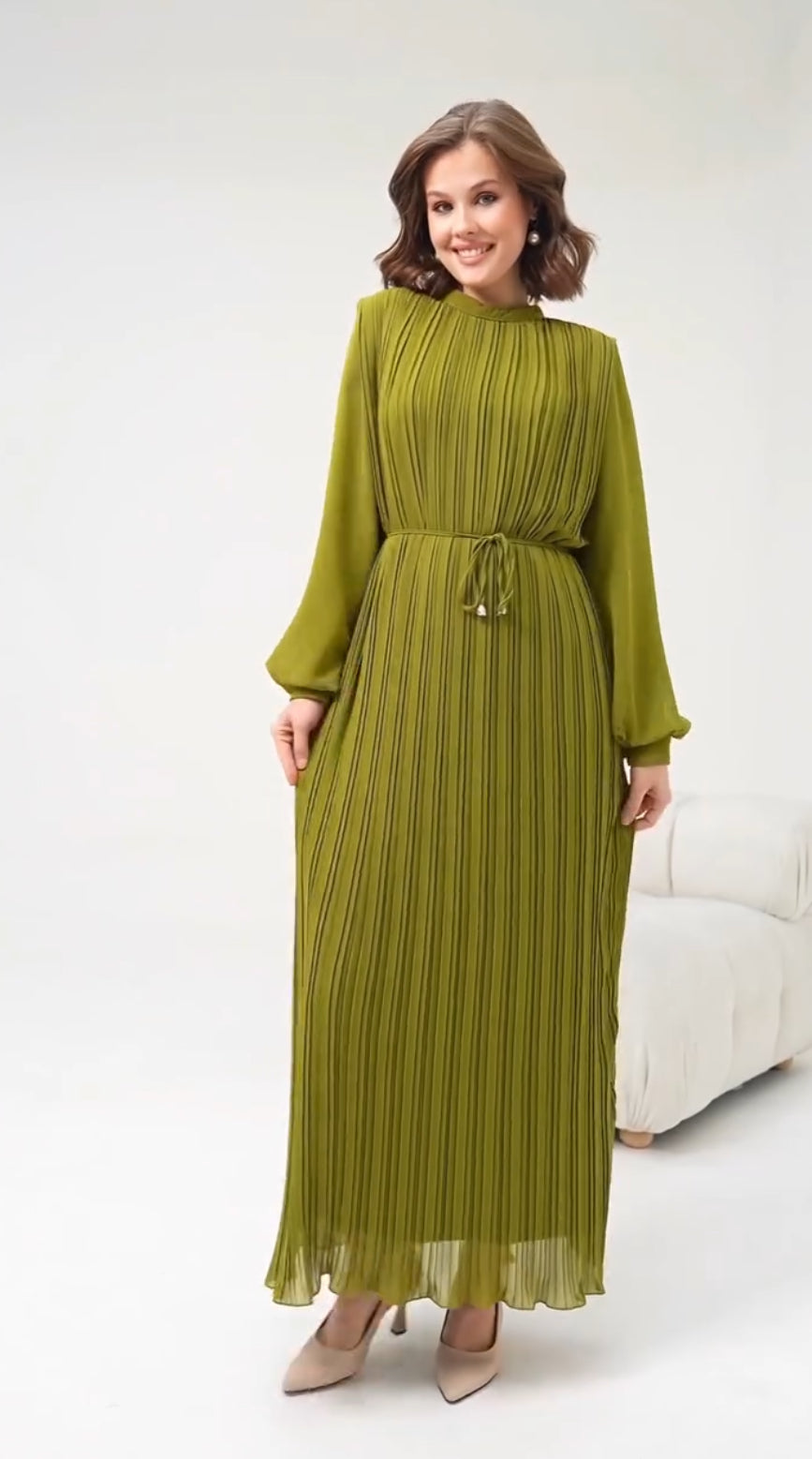 Chiffon Lined Pleated Dress