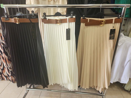 Pleated Skirt With Belt