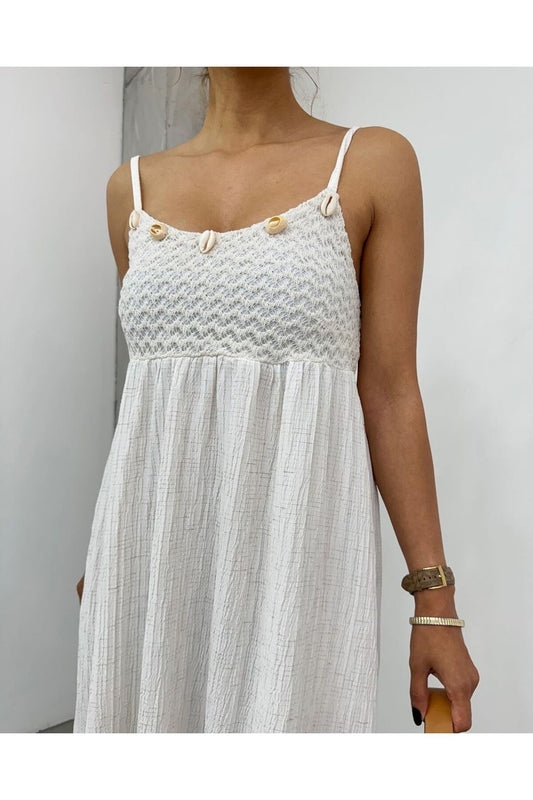 White Strappy Knit Dress