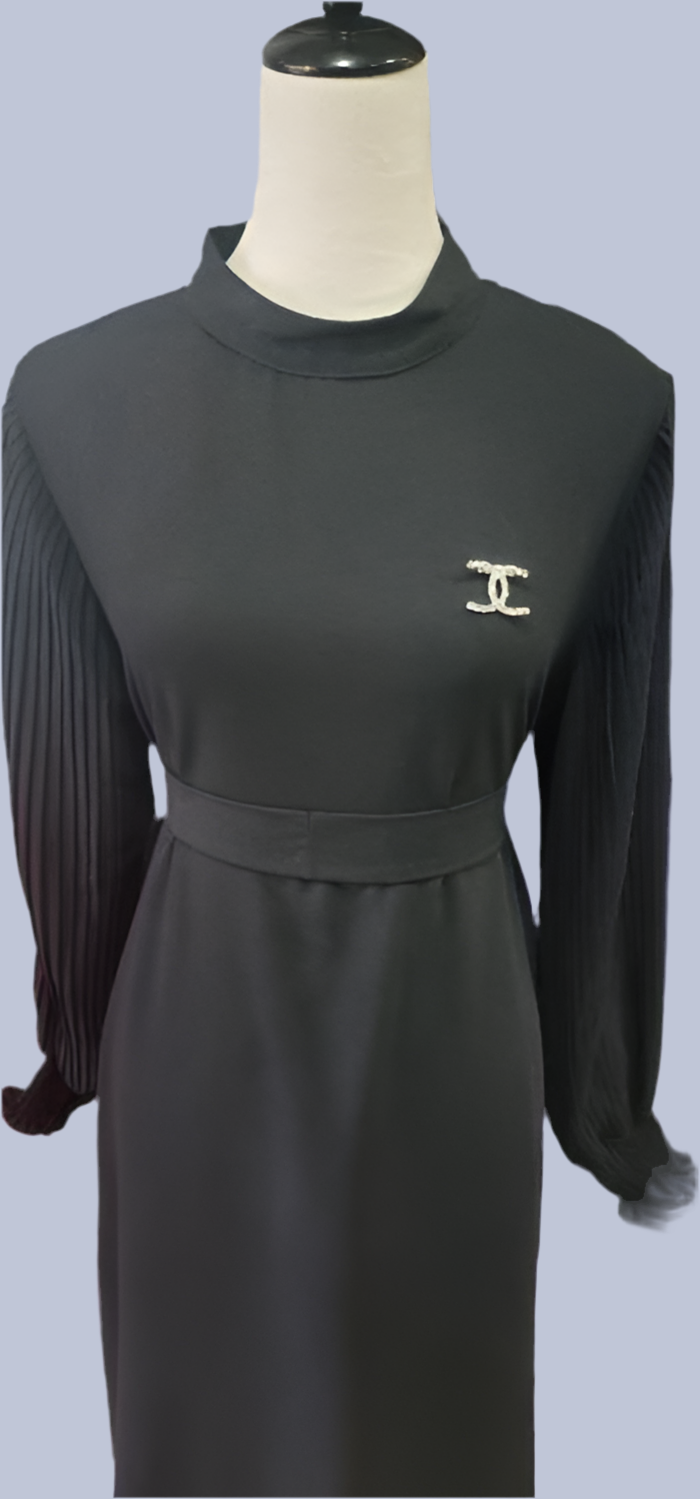 Brooch and belted Dress